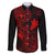 Hawaii Family Matching Puletasi Dress and Hawaiian Shirt Fish Hook Tattoo Mix Polynesian Plumeria Red Version - Wonder Print Shop