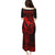 Hawaii Family Matching Puletasi Dress and Hawaiian Shirt Fish Hook Tattoo Mix Polynesian Plumeria Red Version - Wonder Print Shop