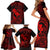 Hawaii Family Matching Short Sleeve Bodycon Dress and Hawaiian Shirt Fish Hook Tattoo Mix Polynesian Plumeria Red Version - Wonder Print Shop