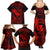 Hawaii Family Matching Summer Maxi Dress and Hawaiian Shirt Fish Hook Tattoo Mix Polynesian Plumeria Red Version - Wonder Print Shop