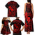 Hawaii Family Matching Tank Maxi Dress and Hawaiian Shirt Fish Hook Tattoo Mix Polynesian Plumeria Red Version - Wonder Print Shop