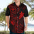 Hawaii Hawaiian Shirt Fish Hook Tattoo Mix Polynesian Plumeria Red Version - Wonder Print Shop