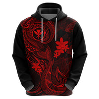 Hawaii Hoodie Fish Hook Tattoo Mix Polynesian Plumeria Red Version - Wonder Print Shop