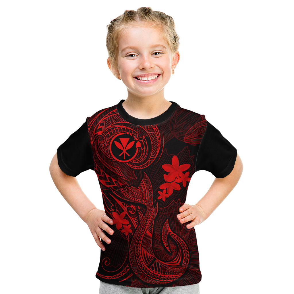 Hawaii Kid T Shirt Fish Hook Tattoo Mix Polynesian Plumeria Red Version - Wonder Print Shop