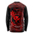 Hawaii Long Sleeve Shirt Fish Hook Tattoo Mix Polynesian Plumeria Red Version - Wonder Print Shop