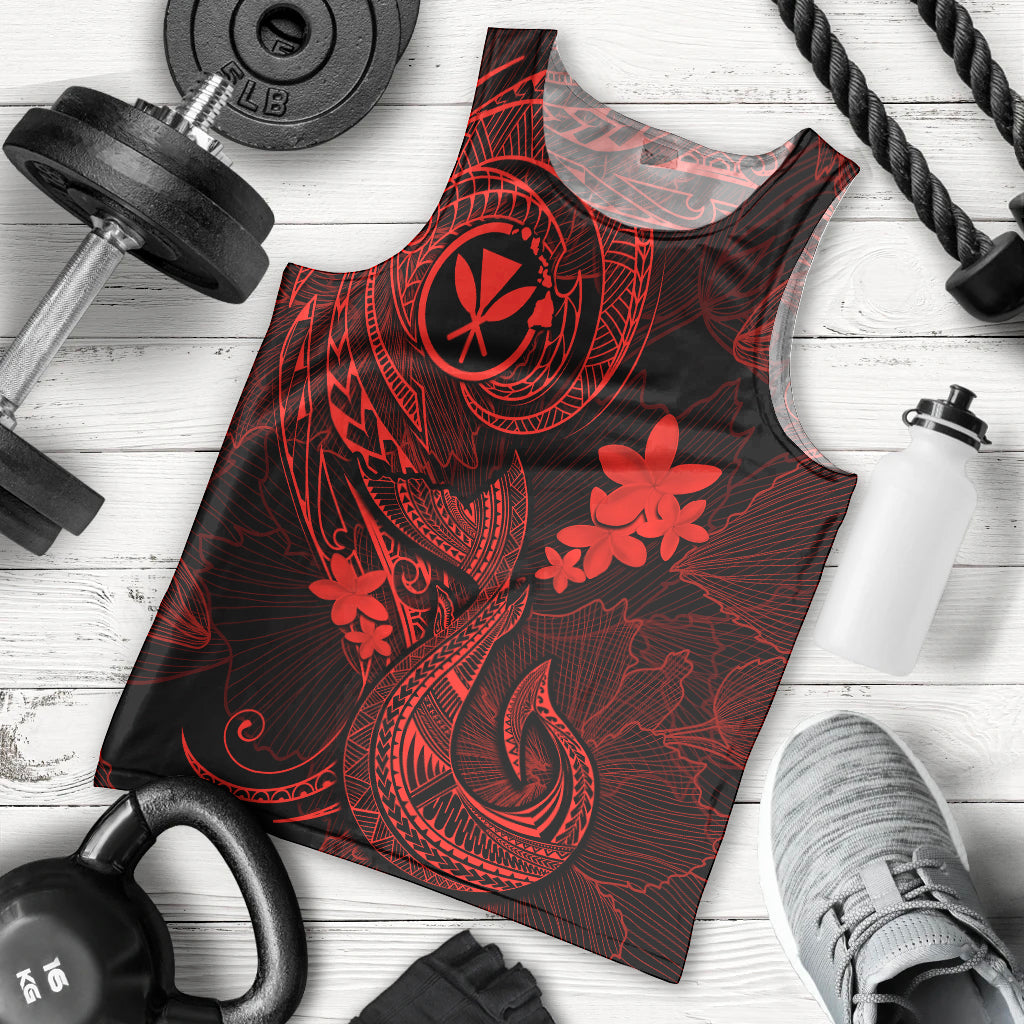 hawaii-men-tank-top-fish-hook-tattoo-mix-polynesian-plumeria-red-version