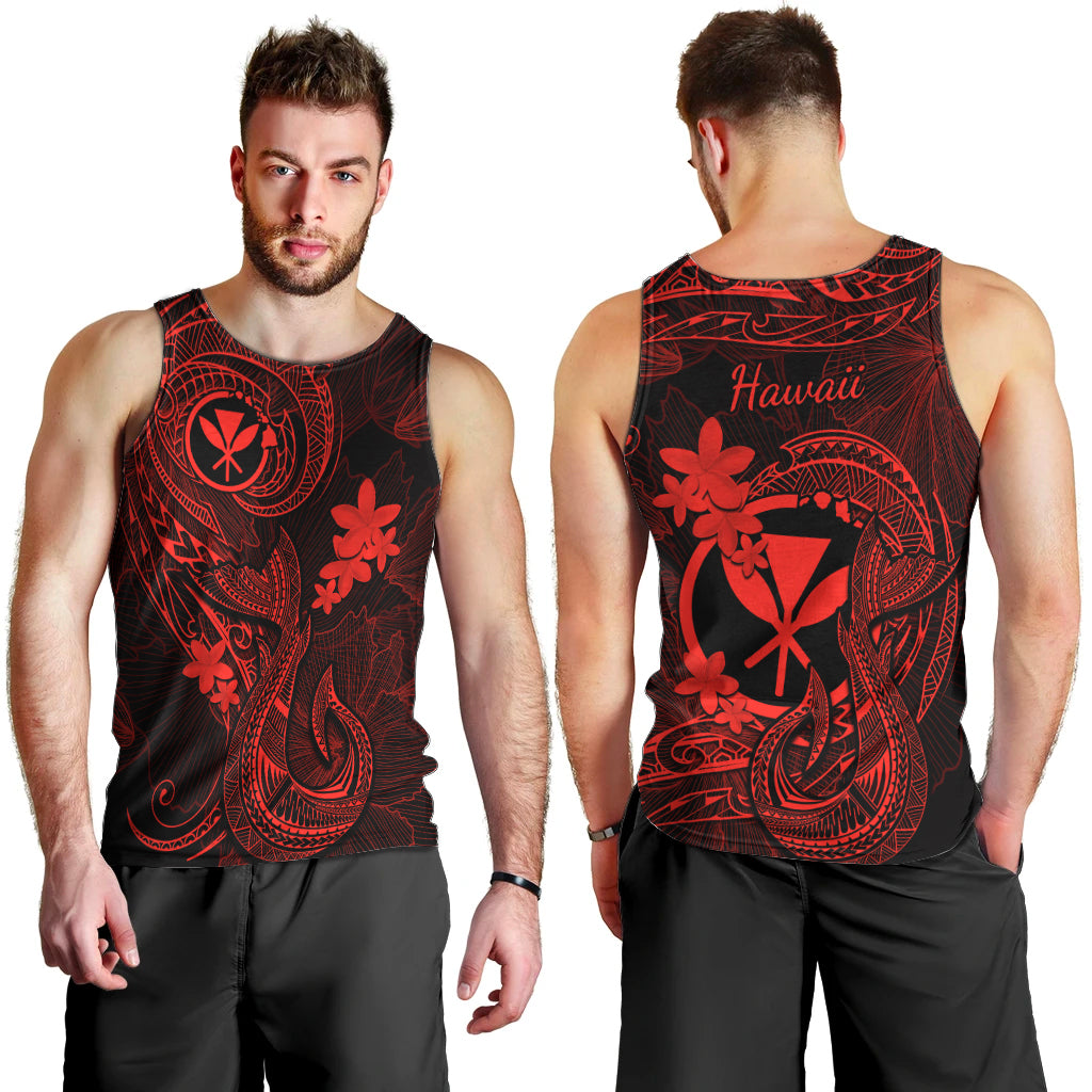 hawaii-men-tank-top-fish-hook-tattoo-mix-polynesian-plumeria-red-version