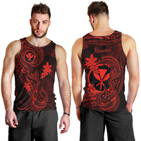 hawaii-men-tank-top-fish-hook-tattoo-mix-polynesian-plumeria-red-version