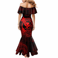 Hawaii Mermaid Dress Fish Hook Tattoo Mix Polynesian Plumeria Red Version - Wonder Print Shop