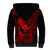 Hawaii Sherpa Hoodie Fish Hook Tattoo Mix Polynesian Plumeria Red Version - Wonder Print Shop