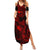 Hawaii Summer Maxi Dress Fish Hook Tattoo Mix Polynesian Plumeria Red Version - Wonder Print Shop