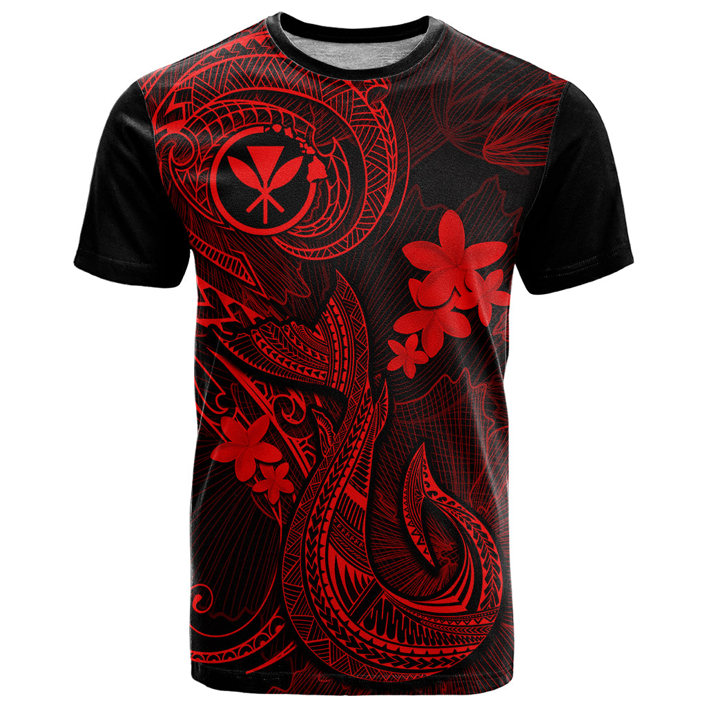 Hawaii T Shirt Fish Hook Tattoo Mix Polynesian Plumeria Red Version - Wonder Print Shop