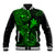Hawaii Baseball Jacket Fish Hook Tattoo Mix Polynesian Plumeria Green Version - Wonder Print Shop