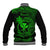 Hawaii Baseball Jacket Fish Hook Tattoo Mix Polynesian Plumeria Green Version - Wonder Print Shop