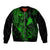 Hawaii Bomber Jacket Fish Hook Tattoo Mix Polynesian Plumeria Green Version - Wonder Print Shop