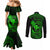 hawaii-couples-matching-mermaid-dress-and-long-sleeve-button-shirts-fish-hook-tattoo-mix-polynesian-plumeria-green-version