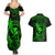 Hawaii Couples Matching Summer Maxi Dress and Hawaiian Shirt Fish Hook Tattoo Mix Polynesian Plumeria Green Version - Wonder Print Shop