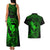 Hawaii Couples Matching Tank Maxi Dress and Hawaiian Shirt Fish Hook Tattoo Mix Polynesian Plumeria Green Version - Wonder Print Shop