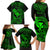 Hawaii Family Matching Long Sleeve Bodycon Dress and Hawaiian Shirt Fish Hook Tattoo Mix Polynesian Plumeria Green Version - Wonder Print Shop