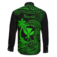 Hawaii Family Matching Mermaid Dress and Hawaiian Shirt Fish Hook Tattoo Mix Polynesian Plumeria Green Version - Wonder Print Shop