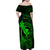 Hawaii Family Matching Off Shoulder Maxi Dress and Hawaiian Shirt Fish Hook Tattoo Mix Polynesian Plumeria Green Version - Wonder Print Shop