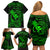 Hawaii Family Matching Off Shoulder Short Dress and Hawaiian Shirt Fish Hook Tattoo Mix Polynesian Plumeria Green Version - Wonder Print Shop