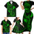 Hawaii Family Matching Short Sleeve Bodycon Dress and Hawaiian Shirt Fish Hook Tattoo Mix Polynesian Plumeria Green Version - Wonder Print Shop