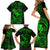 Hawaii Family Matching Short Sleeve Bodycon Dress and Hawaiian Shirt Fish Hook Tattoo Mix Polynesian Plumeria Green Version - Wonder Print Shop