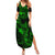 Hawaii Family Matching Summer Maxi Dress and Hawaiian Shirt Fish Hook Tattoo Mix Polynesian Plumeria Green Version - Wonder Print Shop