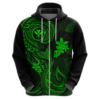 Hawaii Hoodie Fish Hook Tattoo Mix Polynesian Plumeria Green Version - Wonder Print Shop