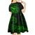 Hawaii Kid Short Sleeve Dress Fish Hook Tattoo Mix Polynesian Plumeria Green Version - Wonder Print Shop