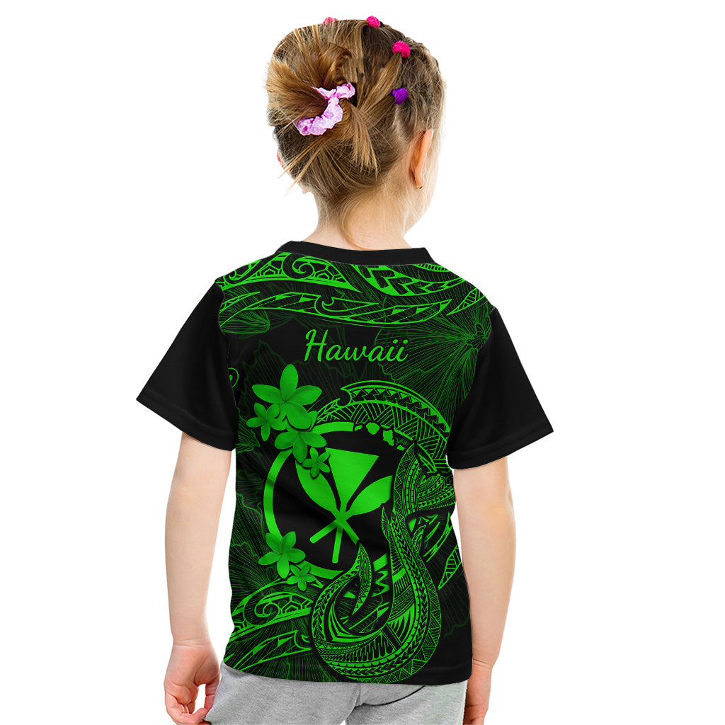 Hawaii Kid T Shirt Fish Hook Tattoo Mix Polynesian Plumeria Green Version - Wonder Print Shop