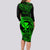 Hawaii Long Sleeve Bodycon Dress Fish Hook Tattoo Mix Polynesian Plumeria Green Version - Wonder Print Shop