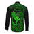 Hawaii Long Sleeve Button Shirt Fish Hook Tattoo Mix Polynesian Plumeria Green Version - Wonder Print Shop