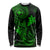 Hawaii Long Sleeve Shirt Fish Hook Tattoo Mix Polynesian Plumeria Green Version - Wonder Print Shop