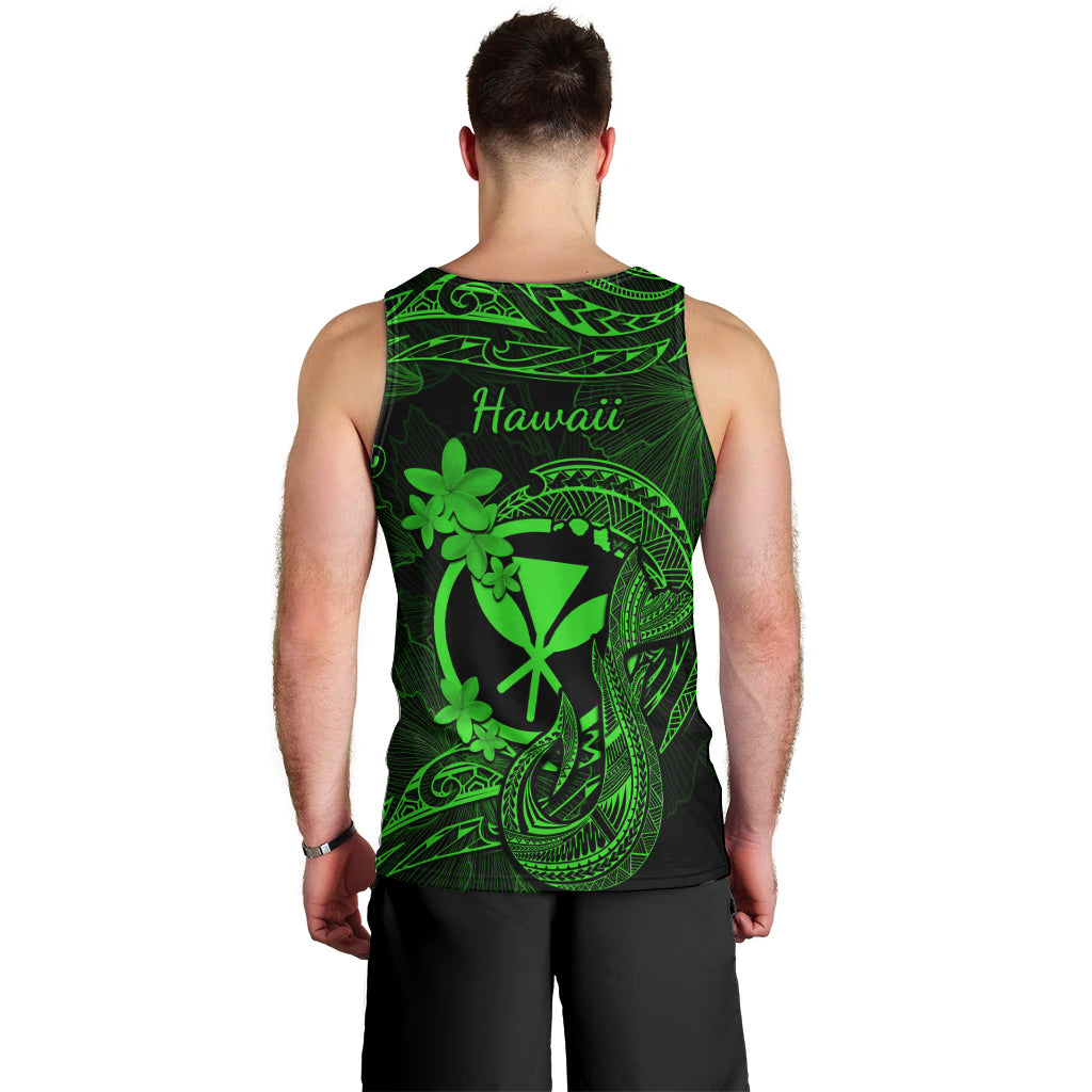 hawaii-men-tank-top-fish-hook-tattoo-mix-polynesian-plumeria-green-version
