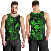 hawaii-men-tank-top-fish-hook-tattoo-mix-polynesian-plumeria-green-version