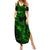 Hawaii Summer Maxi Dress Fish Hook Tattoo Mix Polynesian Plumeria Green Version - Wonder Print Shop