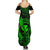 Hawaii Summer Maxi Dress Fish Hook Tattoo Mix Polynesian Plumeria Green Version - Wonder Print Shop