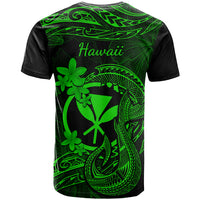 Hawaii T Shirt Fish Hook Tattoo Mix Polynesian Plumeria Green Version - Wonder Print Shop