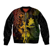 Hawaii Bomber Jacket Hula Girl Mix Polynesian Plumeria Reggae Version - Wonder Print Shop