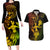 Hawaii Couples Matching Long Sleeve Bodycon Dress and Hawaiian Shirt Hula Girl Mix Polynesian Plumeria Reggae Version - Wonder Print Shop