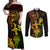 Hawaii Couples Matching Off Shoulder Maxi Dress and Long Sleeve Button Shirts Hula Girl Mix Polynesian Plumeria Reggae Version - Wonder Print Shop