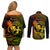 Hawaii Couples Matching Off Shoulder Short Dress and Long Sleeve Button Shirts Hula Girl Mix Polynesian Plumeria Reggae Version - Wonder Print Shop