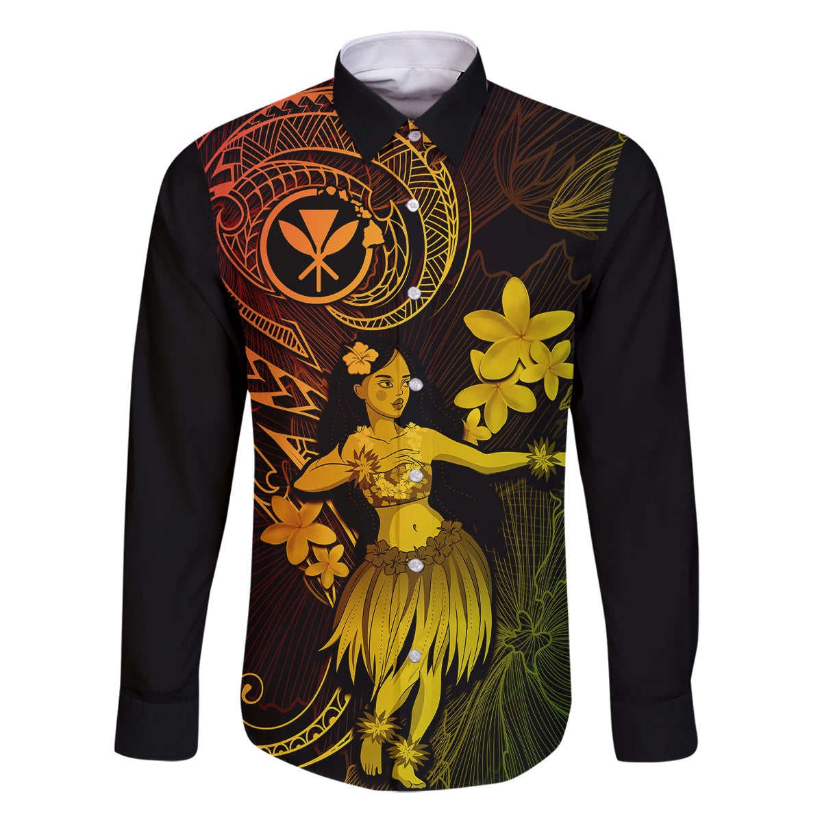 Hawaii Family Matching Short Sleeve Bodycon Dress and Hawaiian Shirt Hula Girl Mix Polynesian Plumeria Reggae Version - Wonder Print Shop