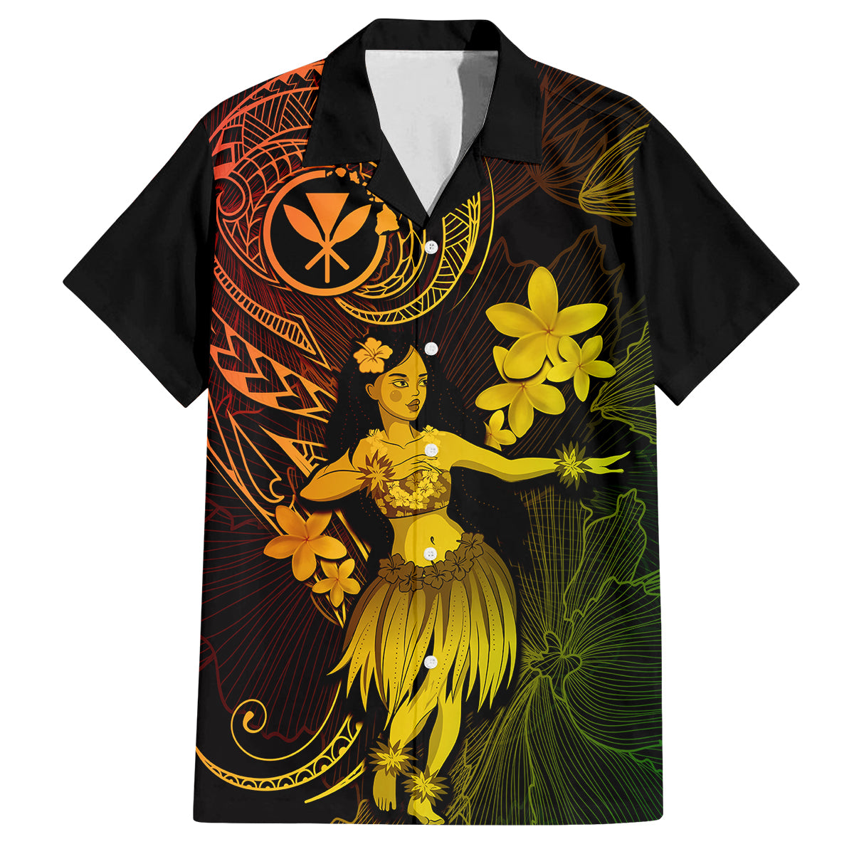 Hawaii Family Matching Tank Maxi Dress and Hawaiian Shirt Hula Girl Mix Polynesian Plumeria Reggae Version - Wonder Print Shop