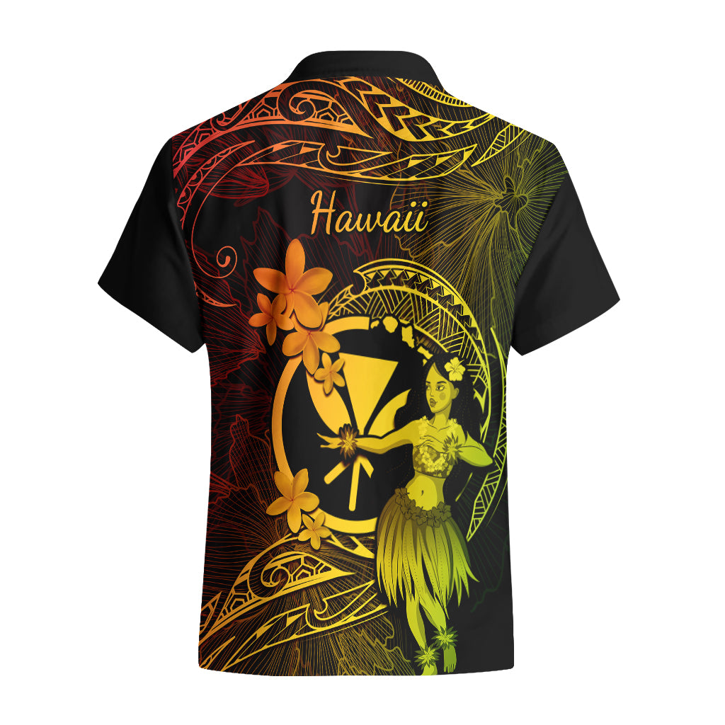 Hawaii Hawaiian Shirt Hula Girl Mix Polynesian Plumeria Reggae Version - Wonder Print Shop