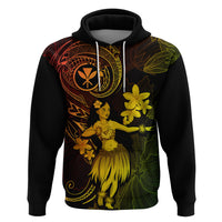 Hawaii Hoodie Hula Girl Mix Polynesian Plumeria Reggae Version - Wonder Print Shop