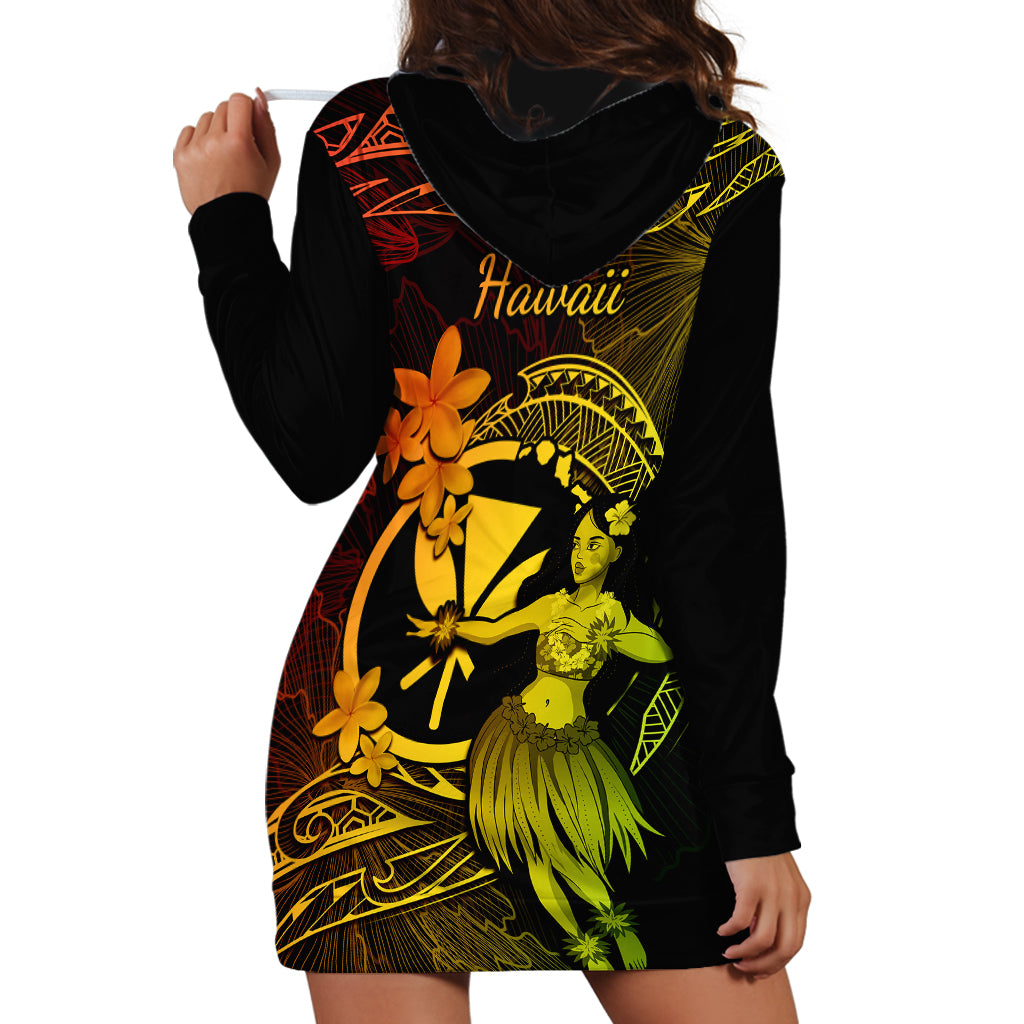 Hawaii Hoodie Dress Hula Girl Mix Polynesian Plumeria Reggae Version - Wonder Print Shop