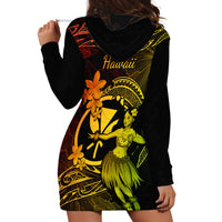 Hawaii Hoodie Dress Hula Girl Mix Polynesian Plumeria Reggae Version - Wonder Print Shop